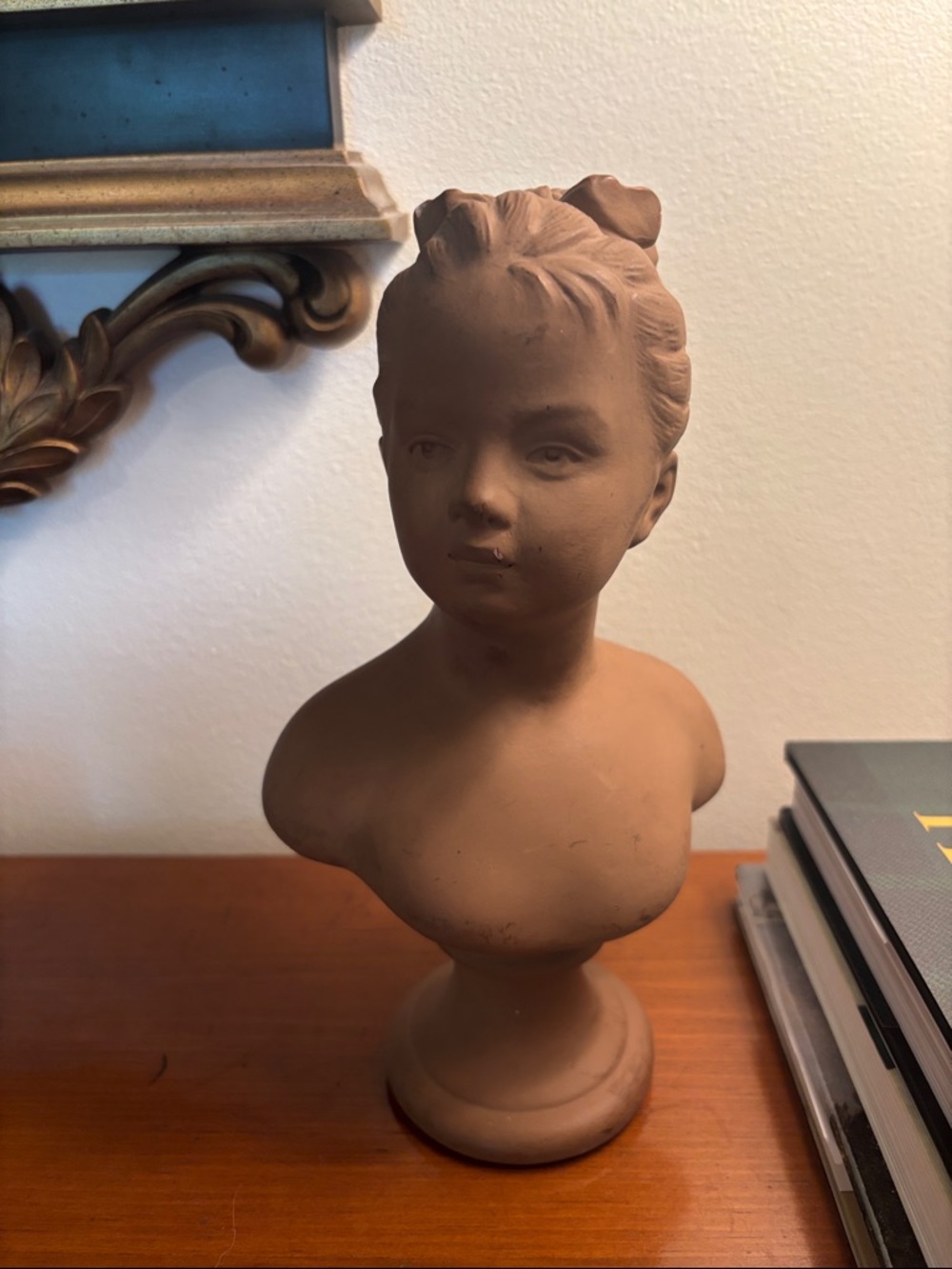 Vintage Terracotta Decorative Girl Bust Sculpture